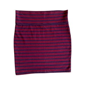 Y2K/2010s Era Forever 21 Club Pencil Skirt Red Blue Striped Stretchy Bodycon XXI
